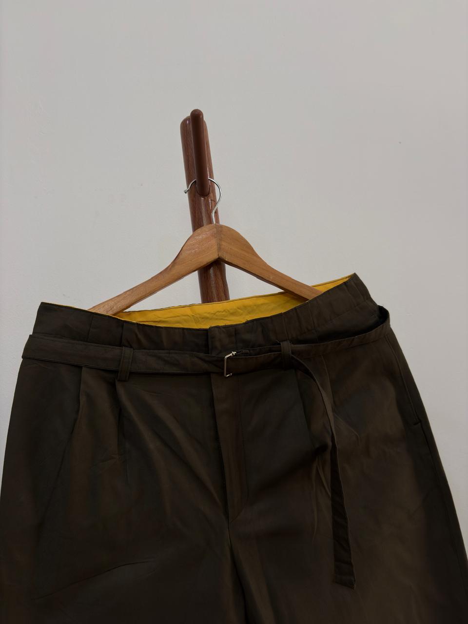Dark Green 'RED GARMENT' Pleated Trouser with belt