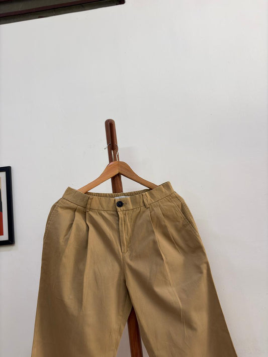 Korean 'Draw fit' Pleated Baggy Cotton Trouser