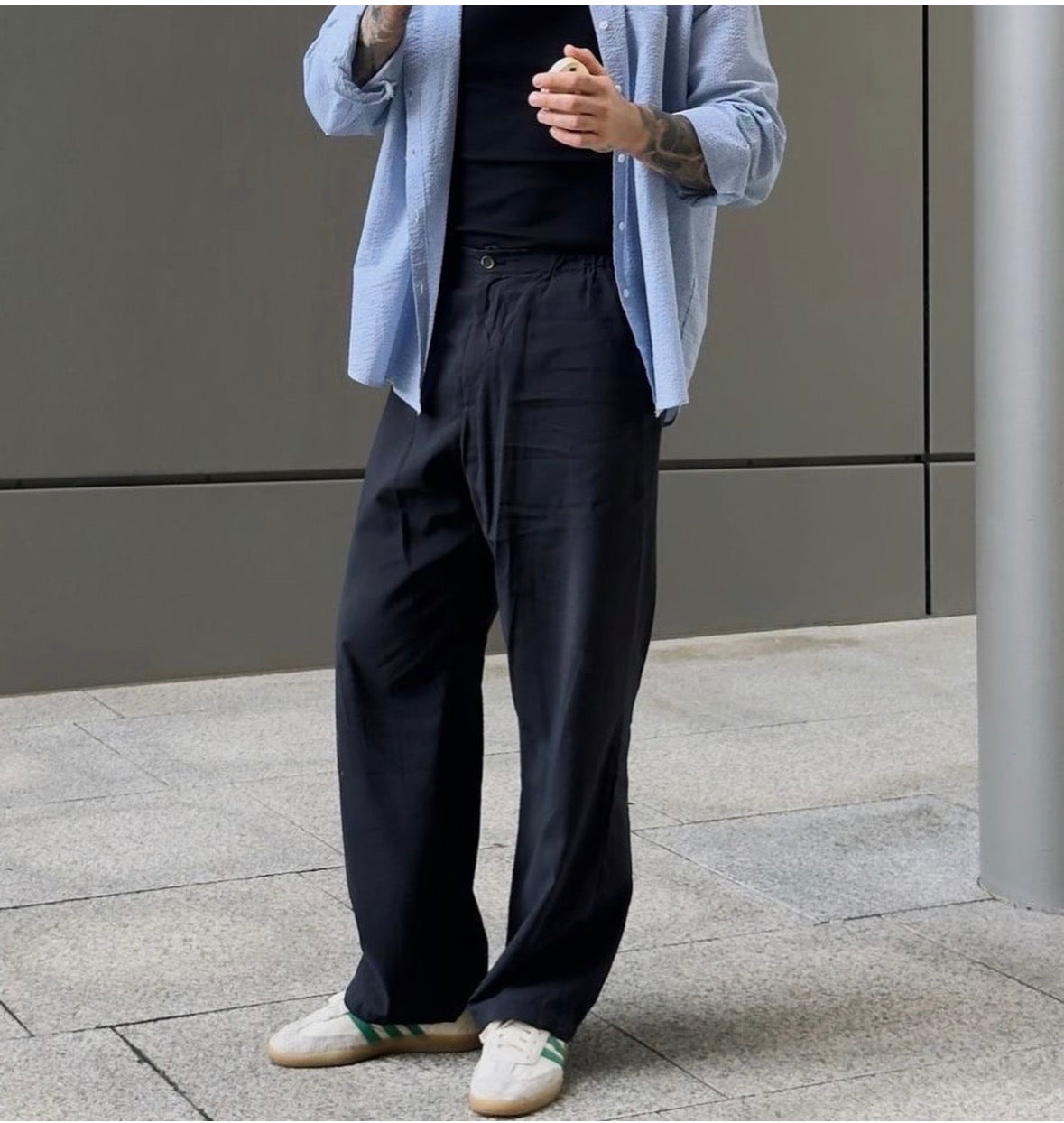 Navy Blue Topten Linen Trouser