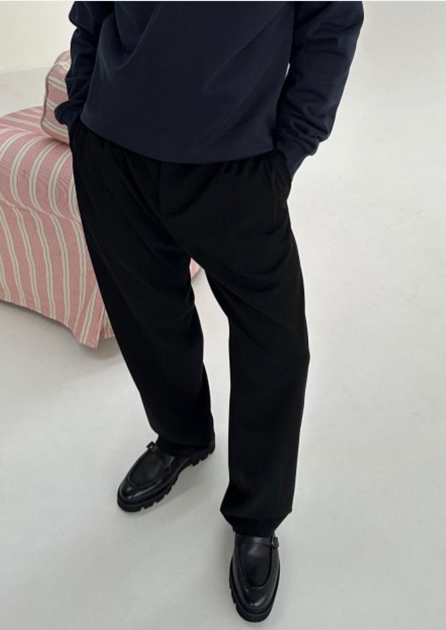 Black 'EMPOLHAM' Korean Summer Trouser