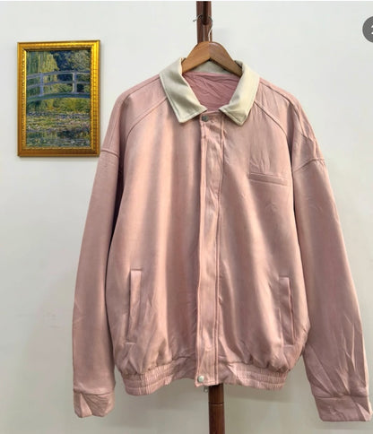 Light Pink Seude Collared Jacket