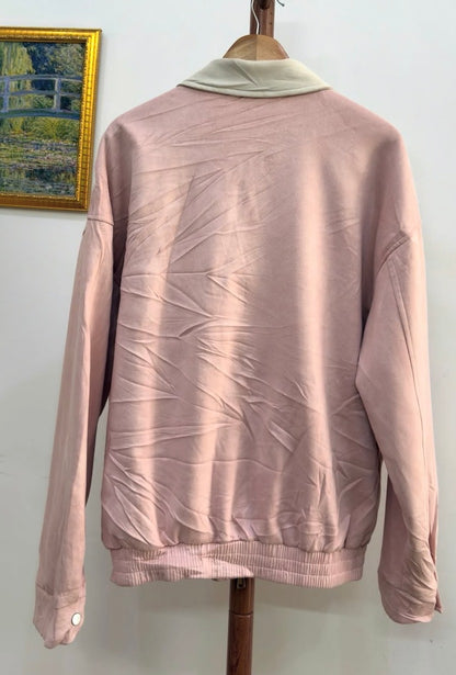 Light Pink Seude Collared Jacket