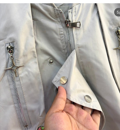 Light Beige Aesthetic Bomber Jacket