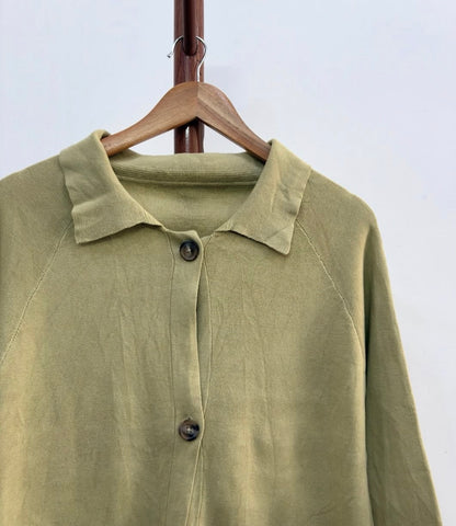 Mauve Green Cardigan Style Buttoned Up  sweater