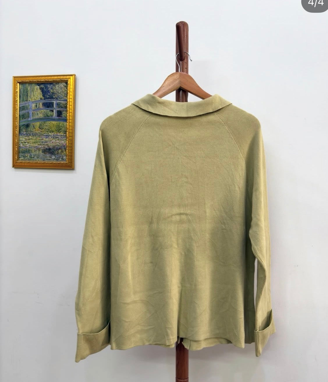 Mauve Green Cardigan Style Buttoned Up  sweater