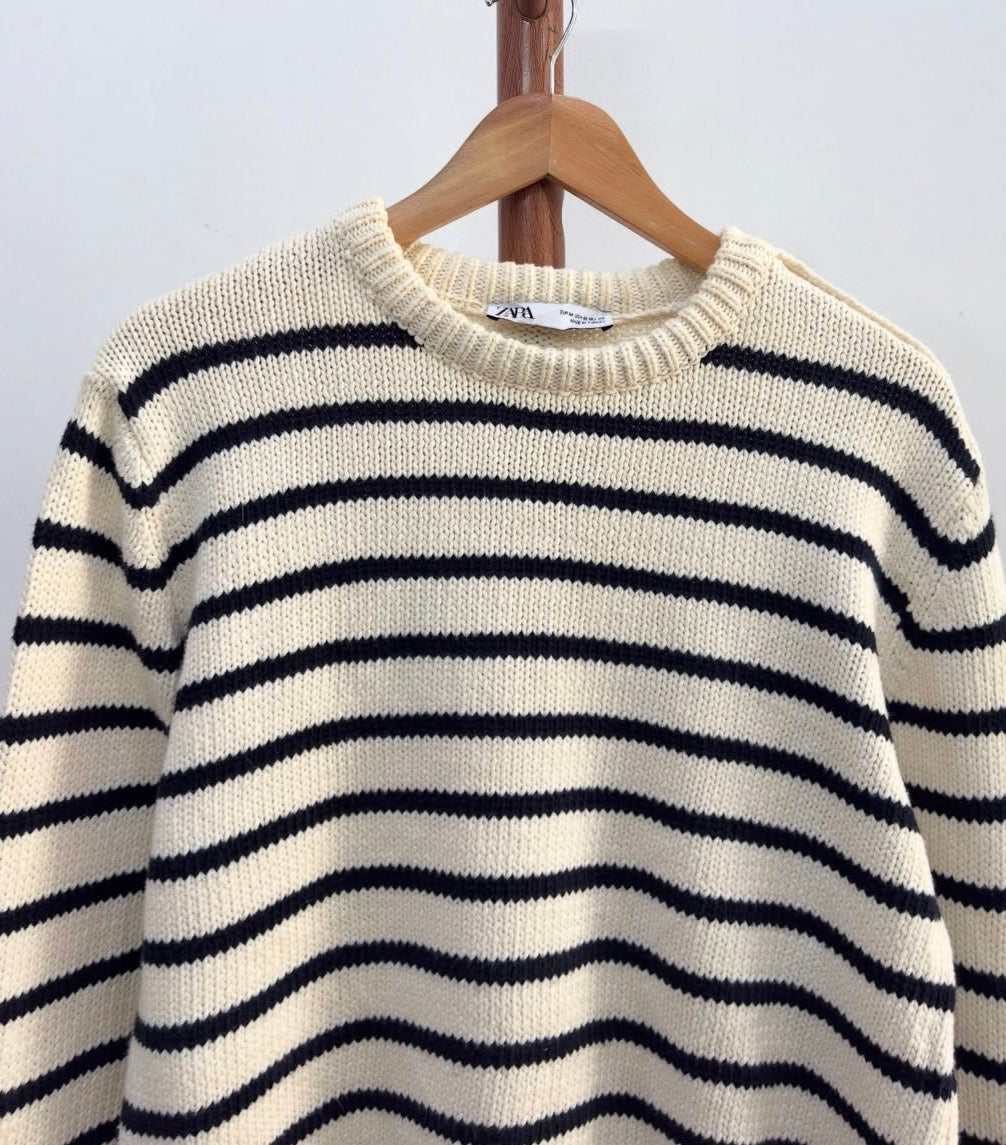 B/W Striped Zara Knitted Sweater 
Minimal & A must have