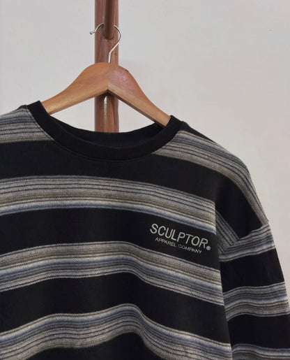 Black Sculpture Stripes Sweater