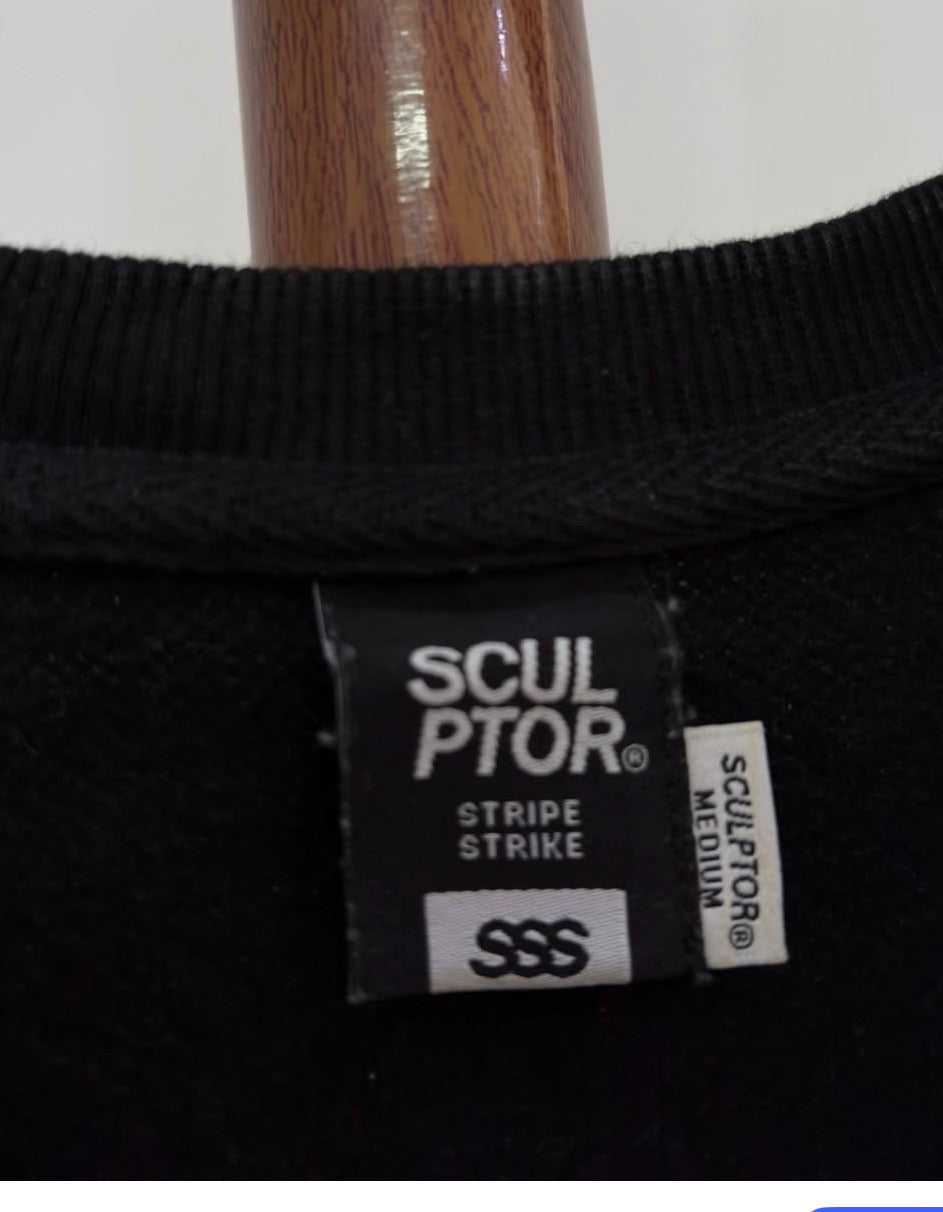 Black Sculpture Stripes Sweater
