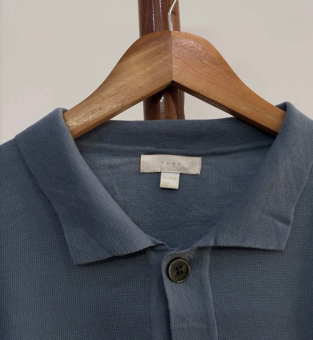 'THEY' Knitted Buttoned Up Knitted Polo