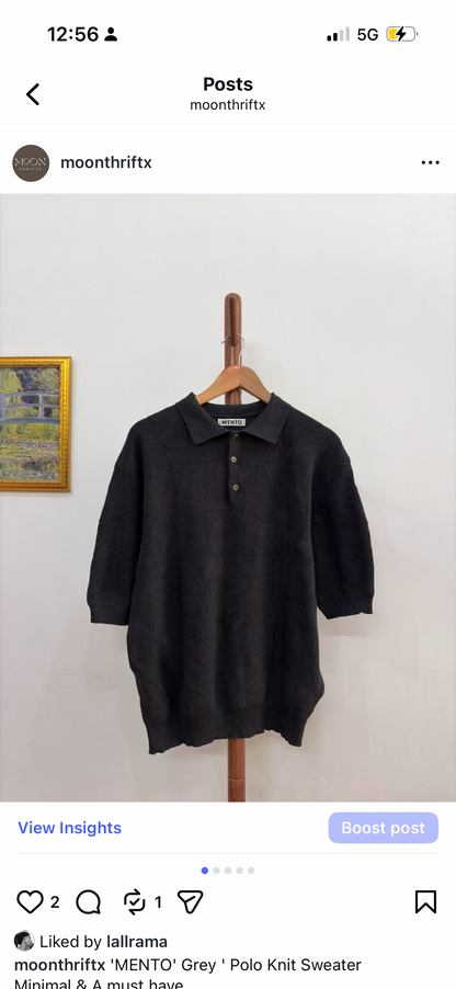 MENTO' Grey ' Polo Knit Sweater