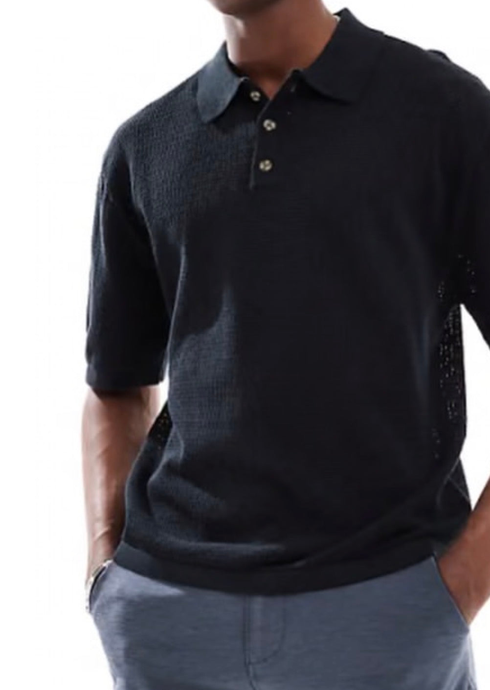 MENTO' Grey ' Polo Knit Sweater