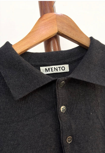 MENTO' Grey ' Polo Knit Sweater