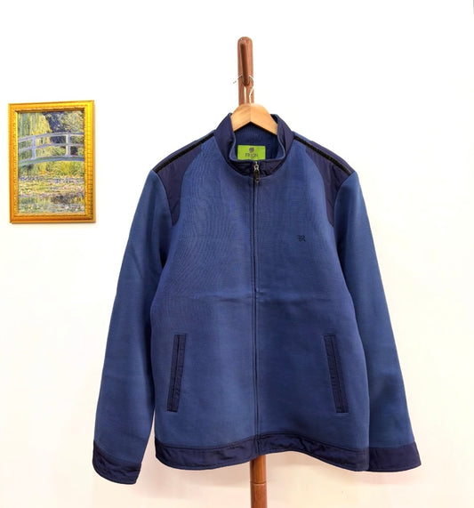 Blue  Thick  Textured 'FRION ' Harrington JACKET