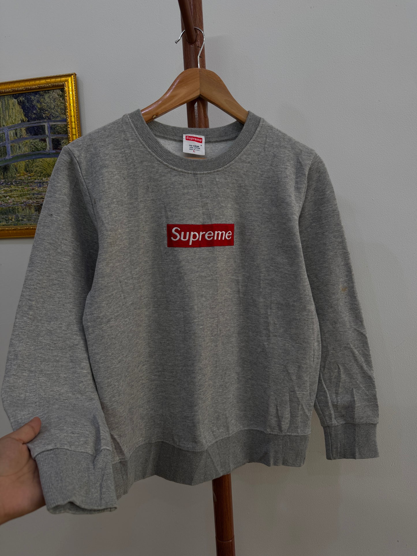 Supreme’ Grey Box Logo Crewneck