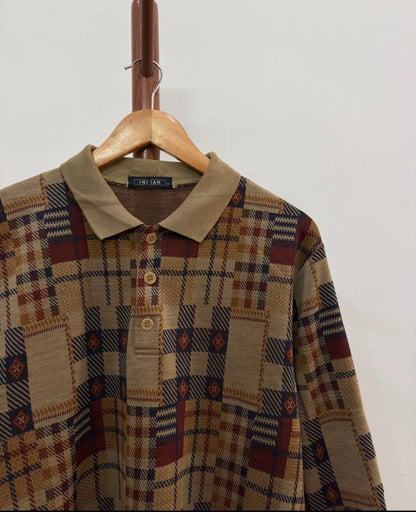 Vintage Collared Brown Knitted Sweater