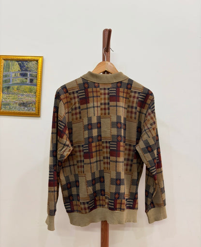 Vintage Collared Brown Knitted Sweater