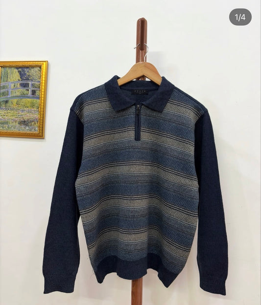 Vintage 'Knitted' Collared Sweater