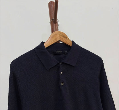 'Creamix' Navy Blue  Polo Sweater –