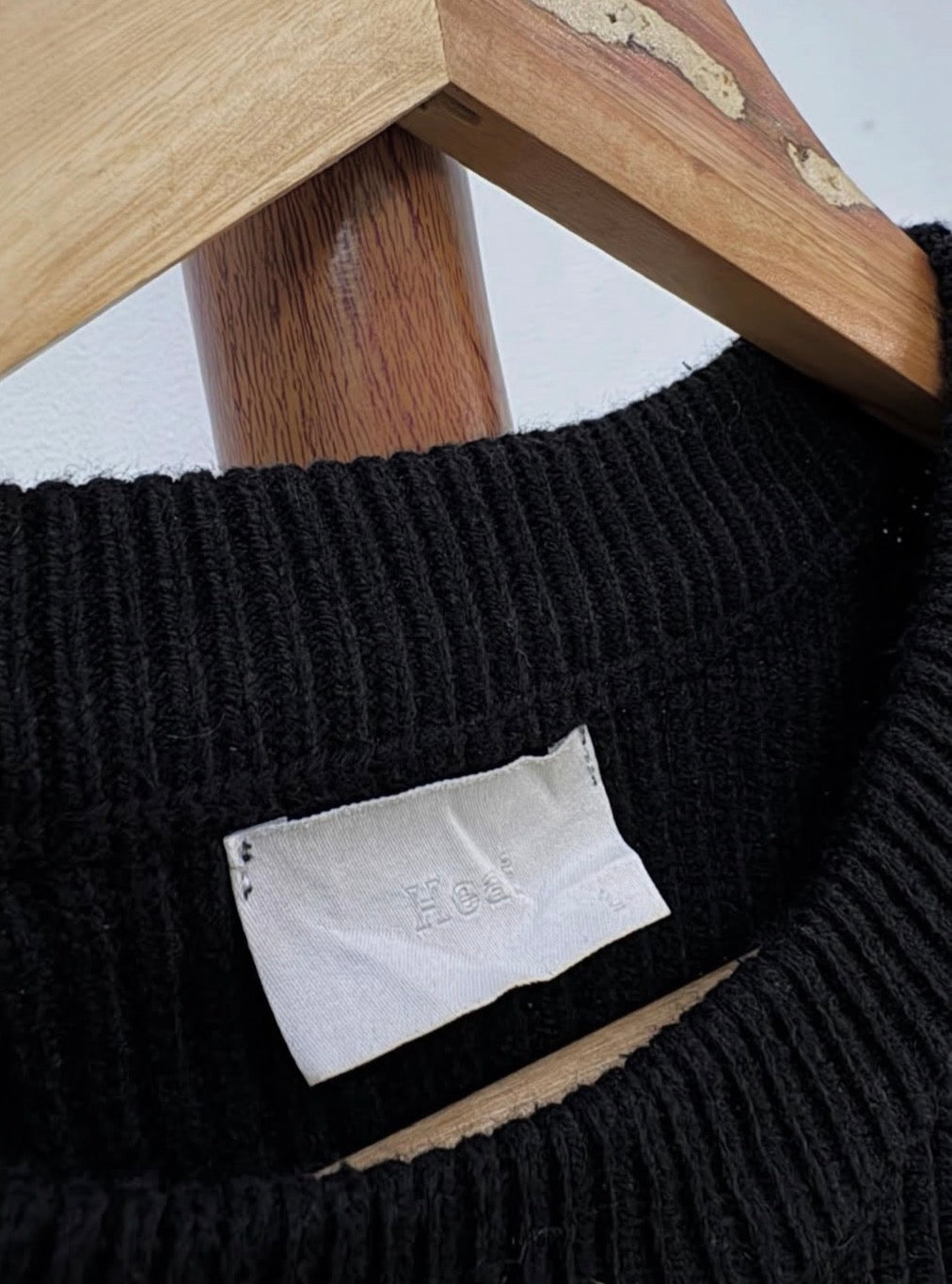 'HEAT' Ribbed Box Knit Sweater in Black