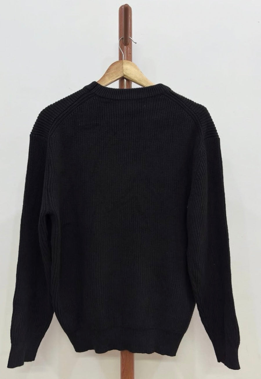 'HEAT' Ribbed Box Knit Sweater in Black