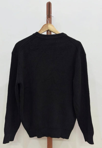 'HEAT' Ribbed Box Knit Sweater in Black