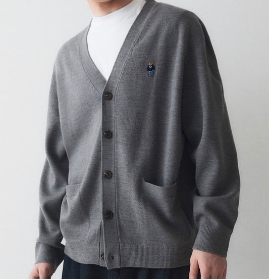 'Wha.ou' Teddy Cardigan in grey 
'
