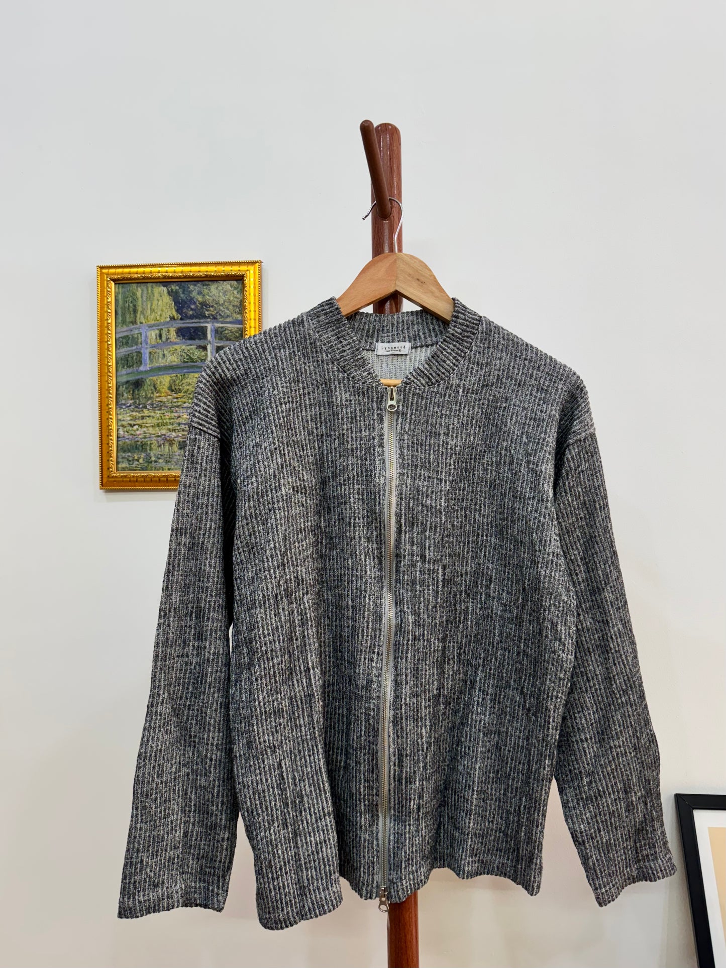 Grey Zipper Korean  Knitwear