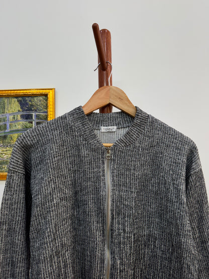 Grey Zipper Korean  Knitwear