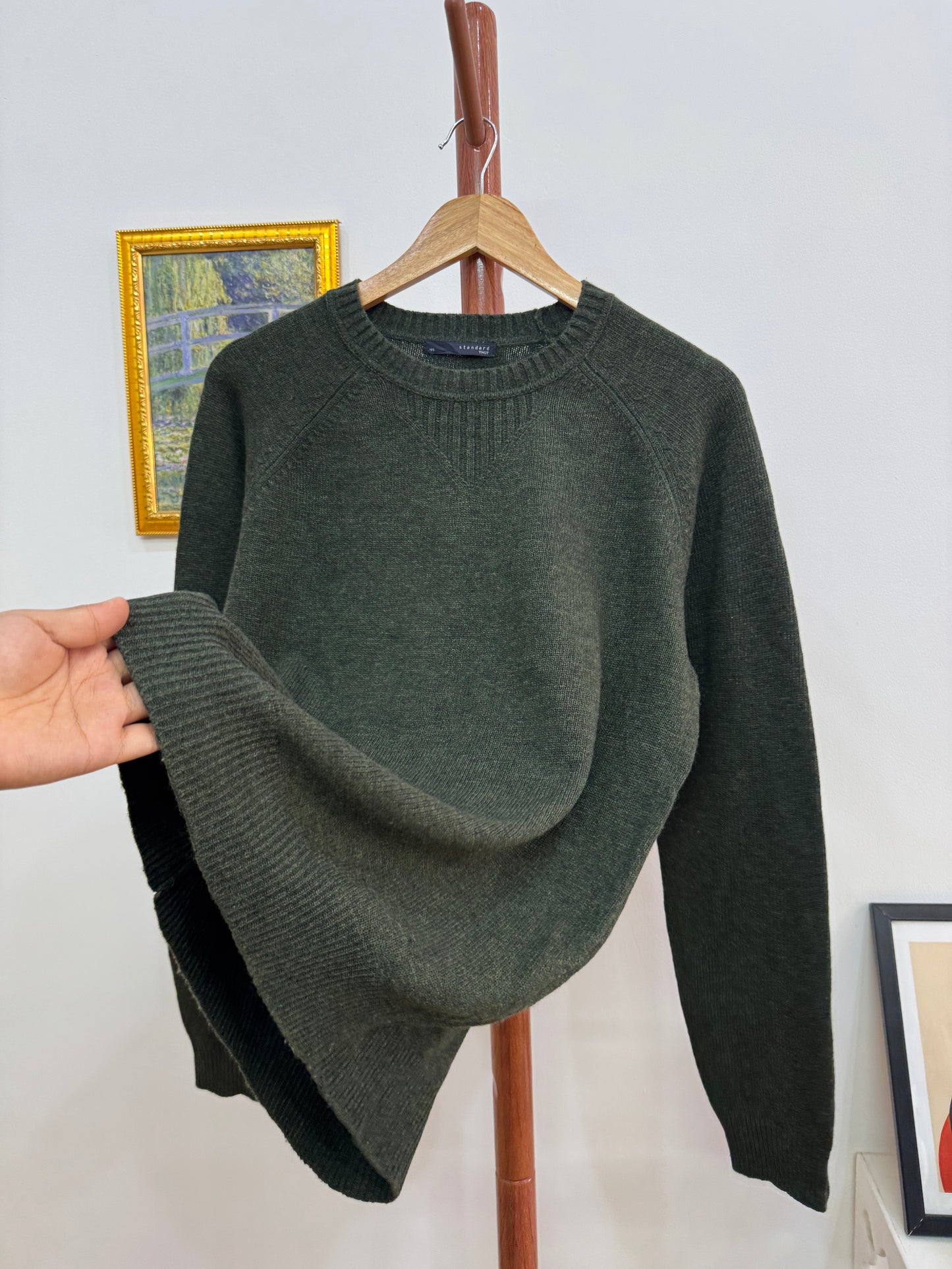 Green knitted Unisex Sweater