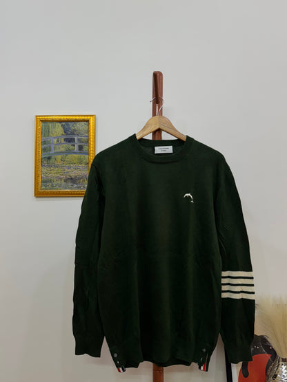 Green ‘THOM BROWNE’ 3-Stripes Sweater