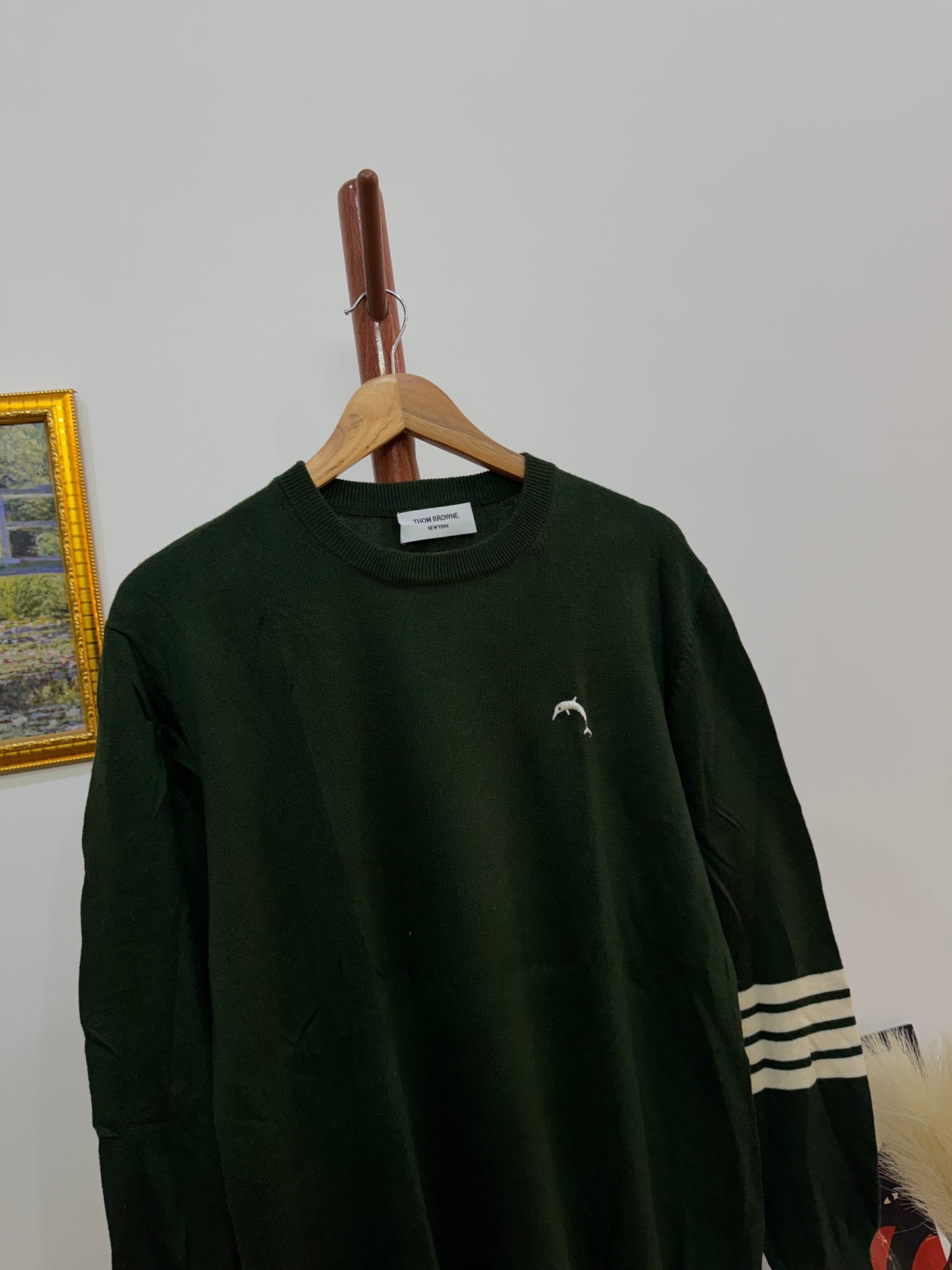 Green ‘THOM BROWNE’ 3-Stripes Sweater