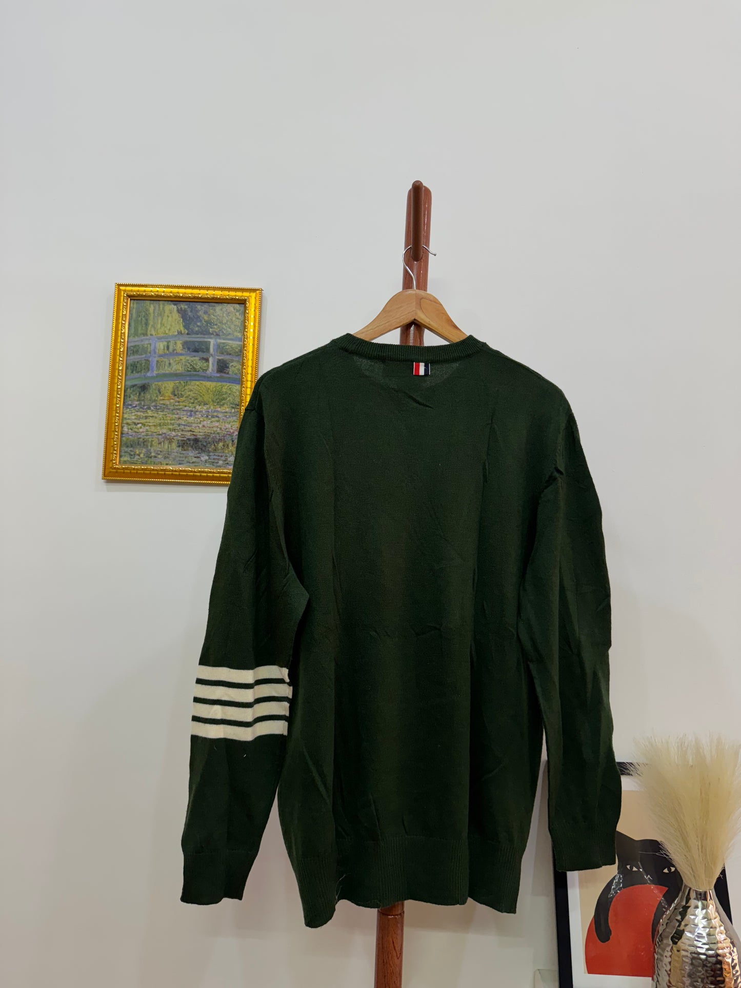 Green ‘THOM BROWNE’ 3-Stripes Sweater