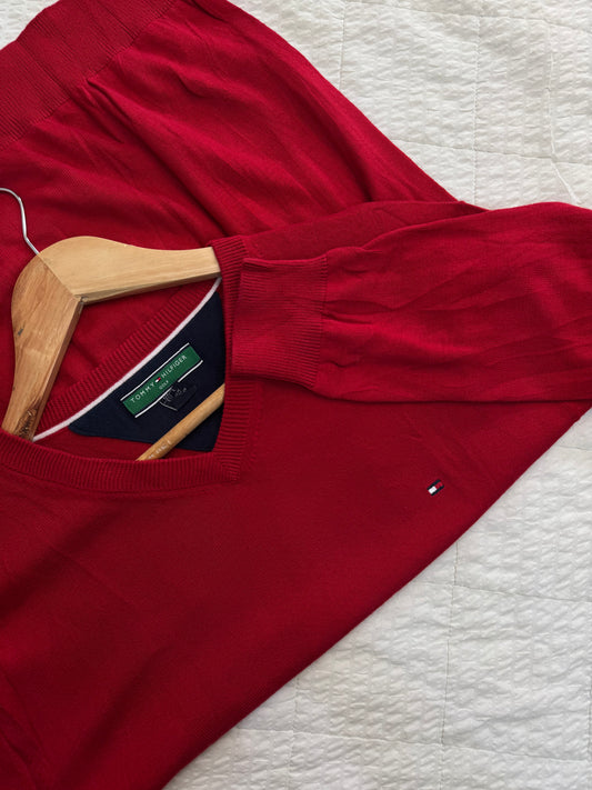 Tommy Hilfiger’ Red V-neck Sweater