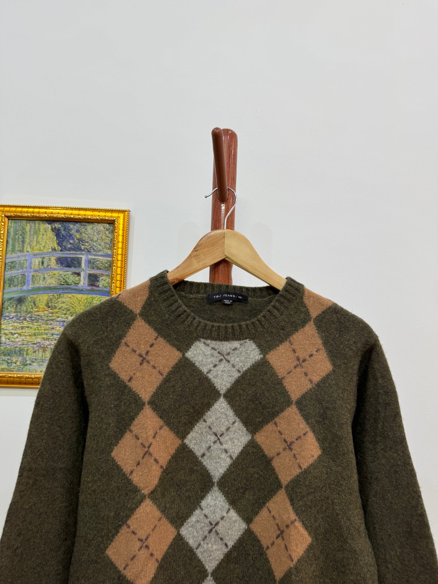 Vintage Argyle Knitted Wool Sweater