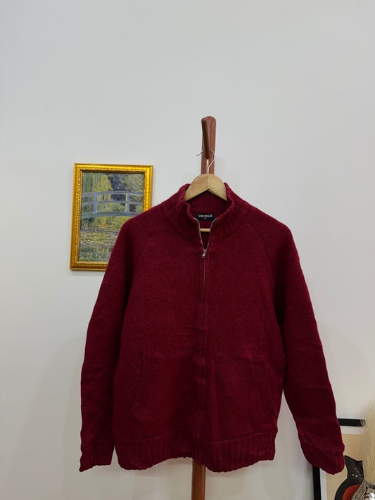 Uniqlo Red Wool Zipper Sweater