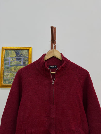 Uniqlo Red Wool Zipper Sweater