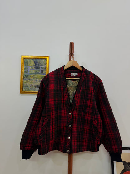 Vintage Red Woollen Tartan Jacket