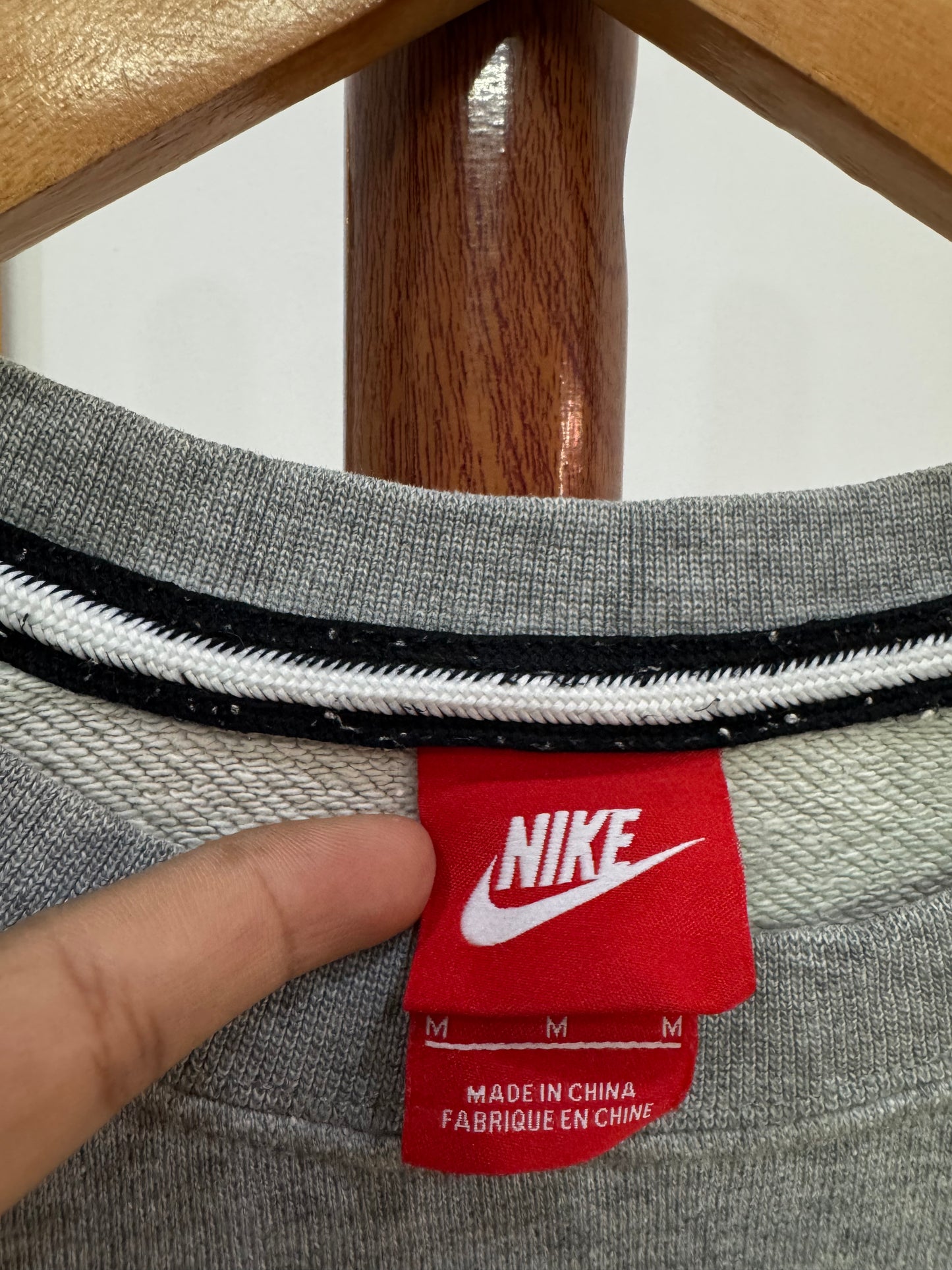 NIKE Grey Big Logo Swoosh Crewneck