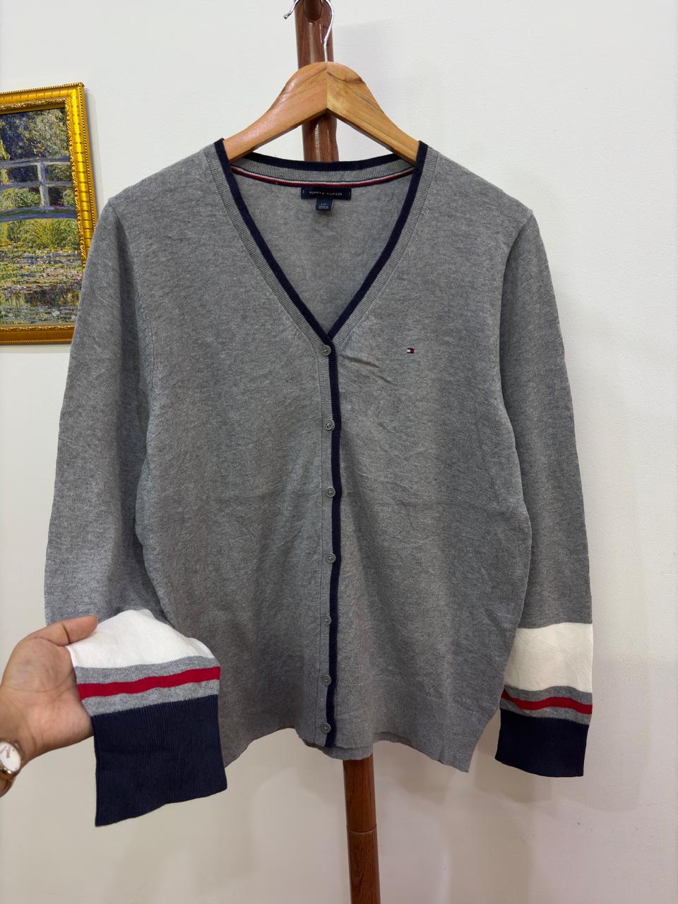 Grey 'Tommy Hilfiger' Cardigan Cotton