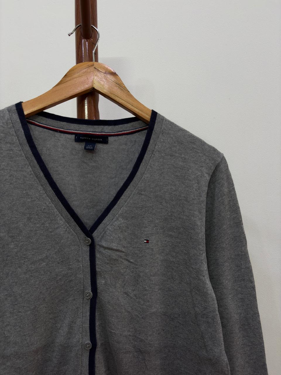 Grey 'Tommy Hilfiger' Cardigan Cotton