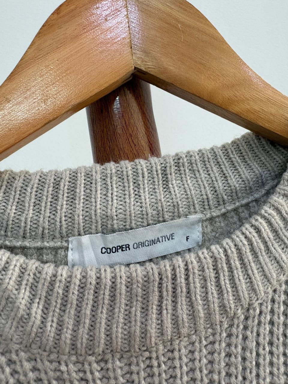 Beige Ribbed Knitted Sweater