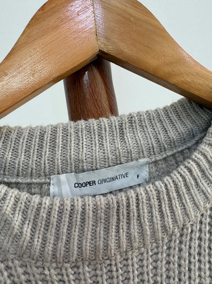 Beige Ribbed Knitted Sweater