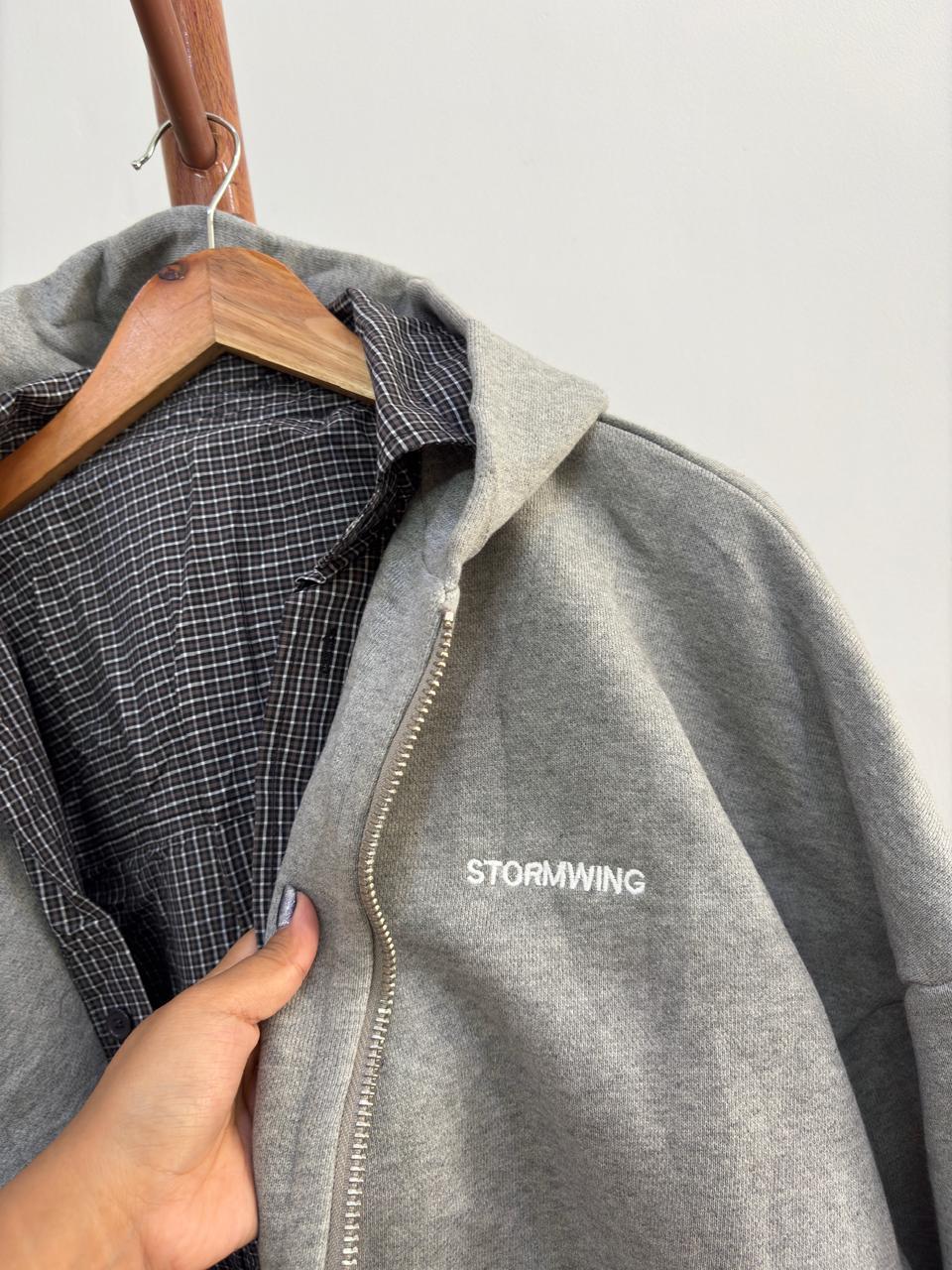 grey oversize hoodie with shirt