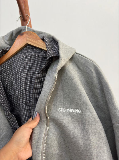grey oversize hoodie with shirt