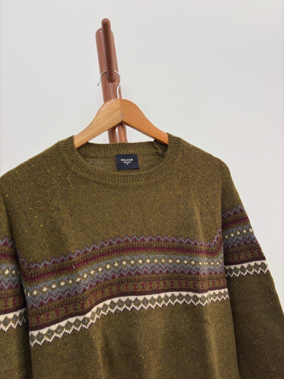 Polham' Green Textured Aztec Sweater