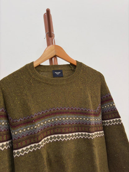 Polham' Green Textured Aztec Sweater