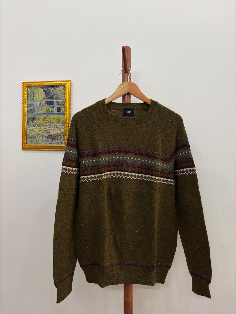 Polham' Green Textured Aztec Sweater